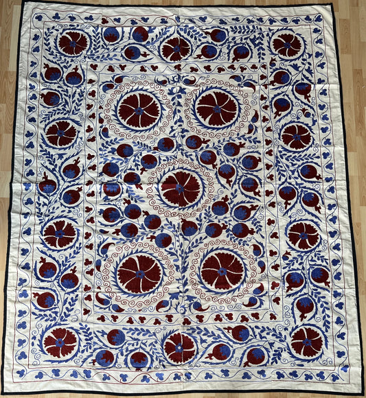 Vintage Suzani Silk Embroidered