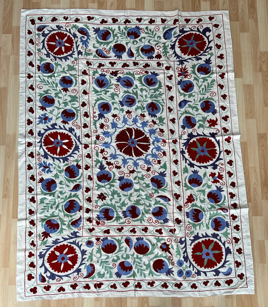 Vintage Suzani Silk Embroidered
