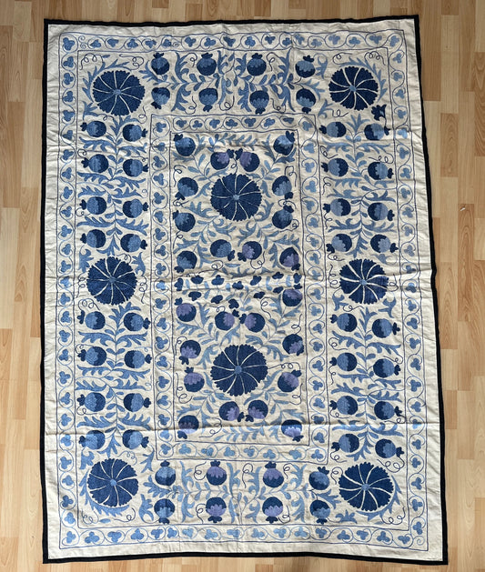 Vintage Suzani Silk Embroidered