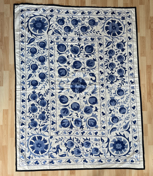 Vintage Suzani Silk Embroidered