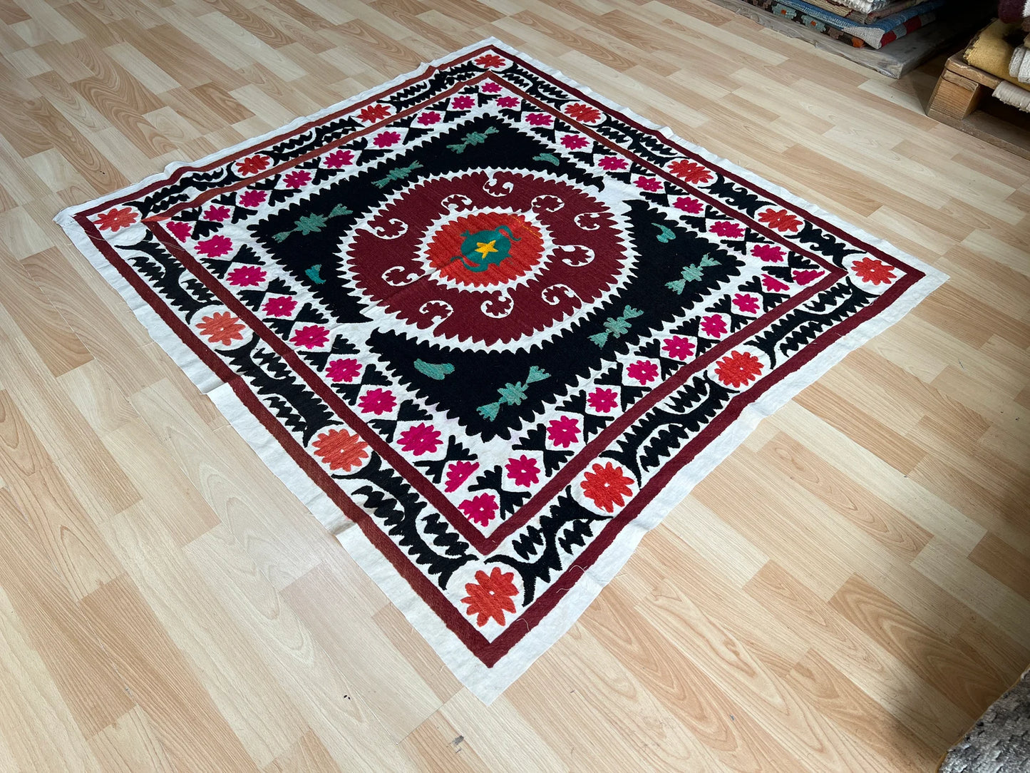 Vintage Samarkand Suzani Silk Embroidered
