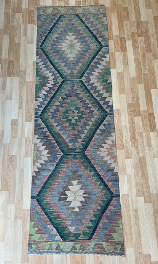 Geometric design Turkish Kilim Runner.