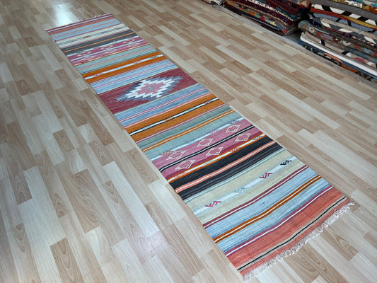 Vintage Turkish Kilim Runner.