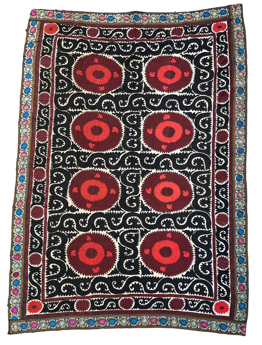 Vintage Suzani Silk Embroidered