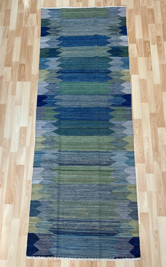 Contemporary Striped design Kilim Runner.
