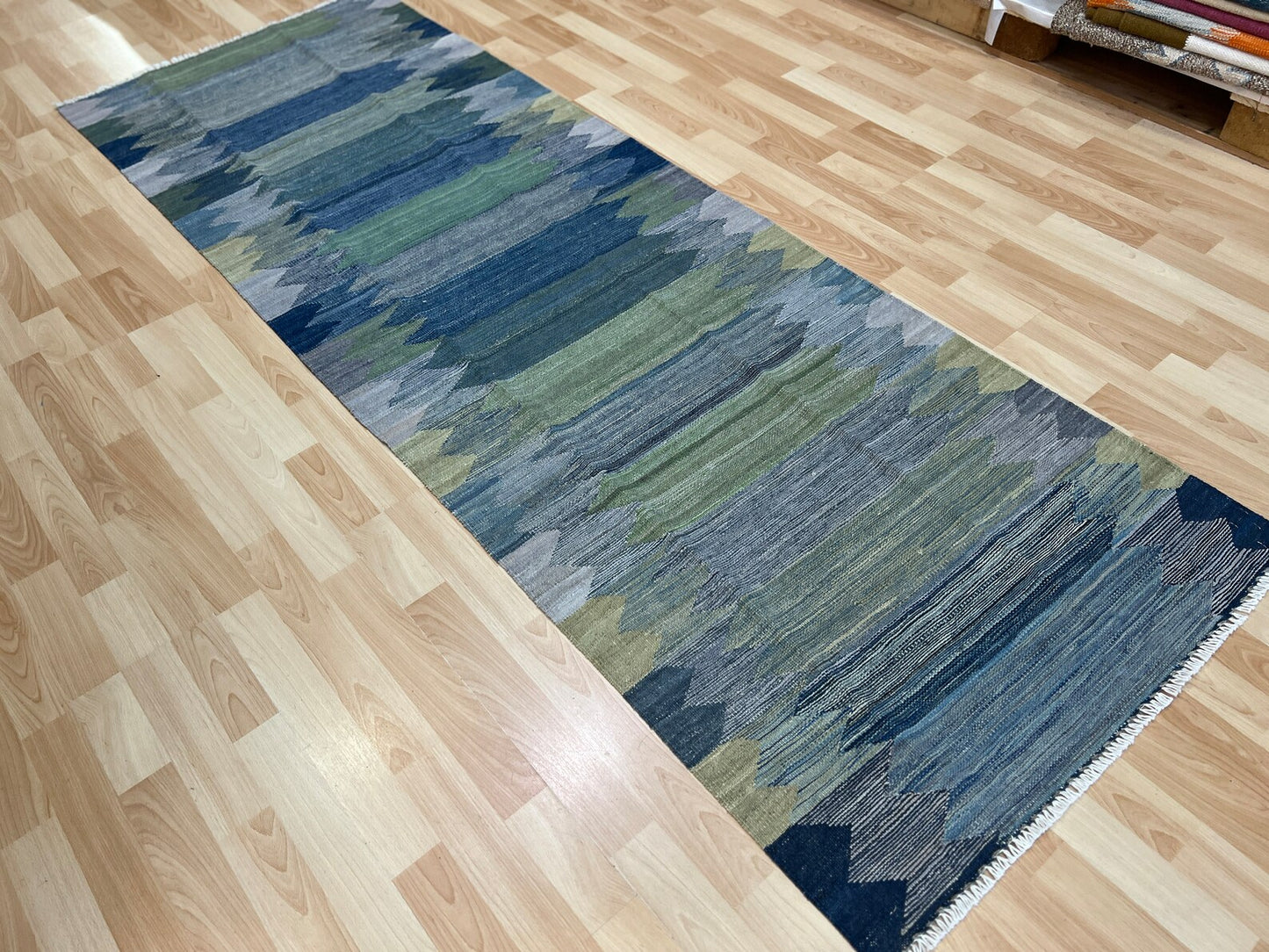 Contemporary Striped design Kilim Runner.