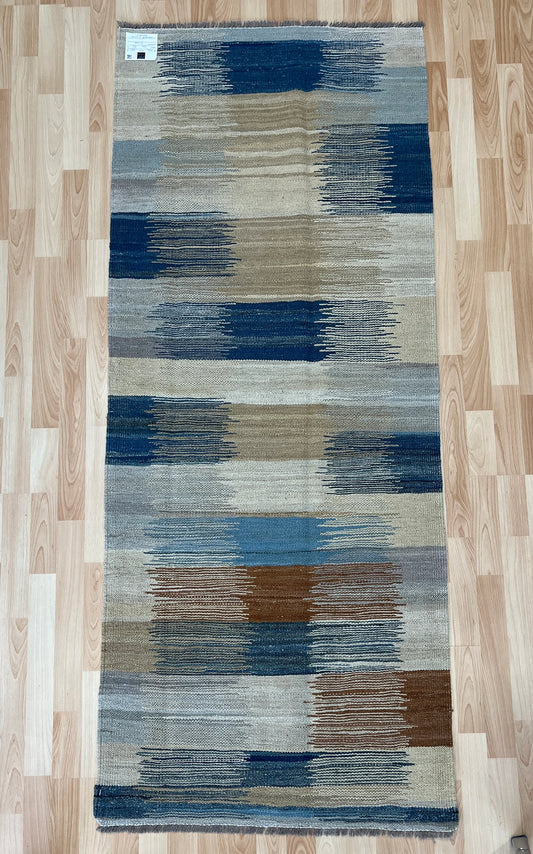 Contemporary Striped design Kilim Runner.