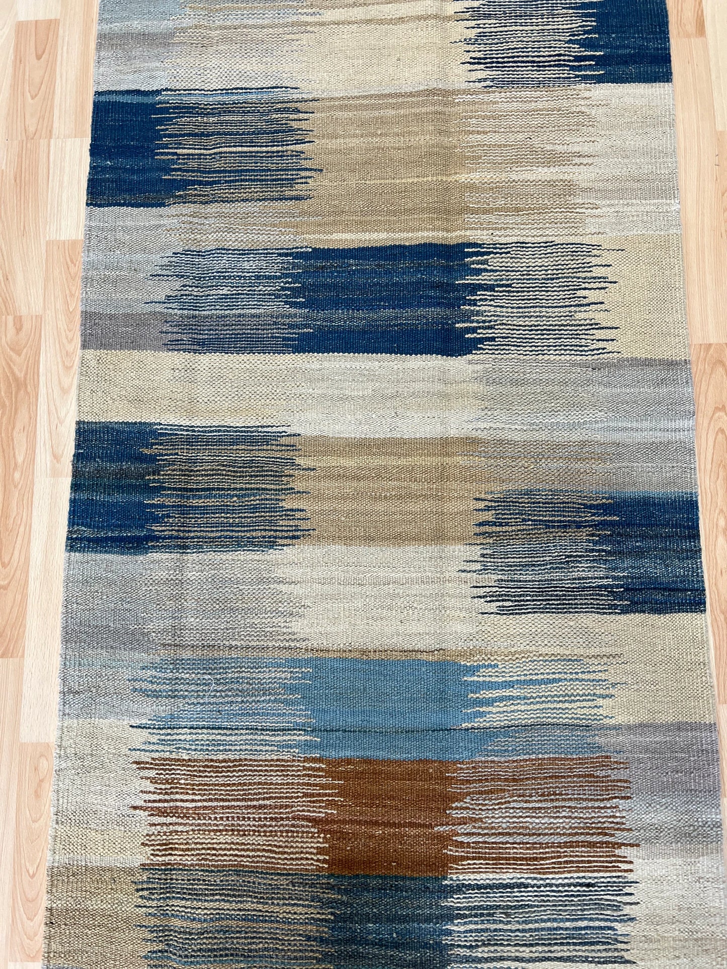 Contemporary Striped design Kilim Runner.