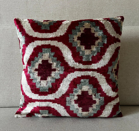 Ikat Velvet silk cushion 40x40cm.