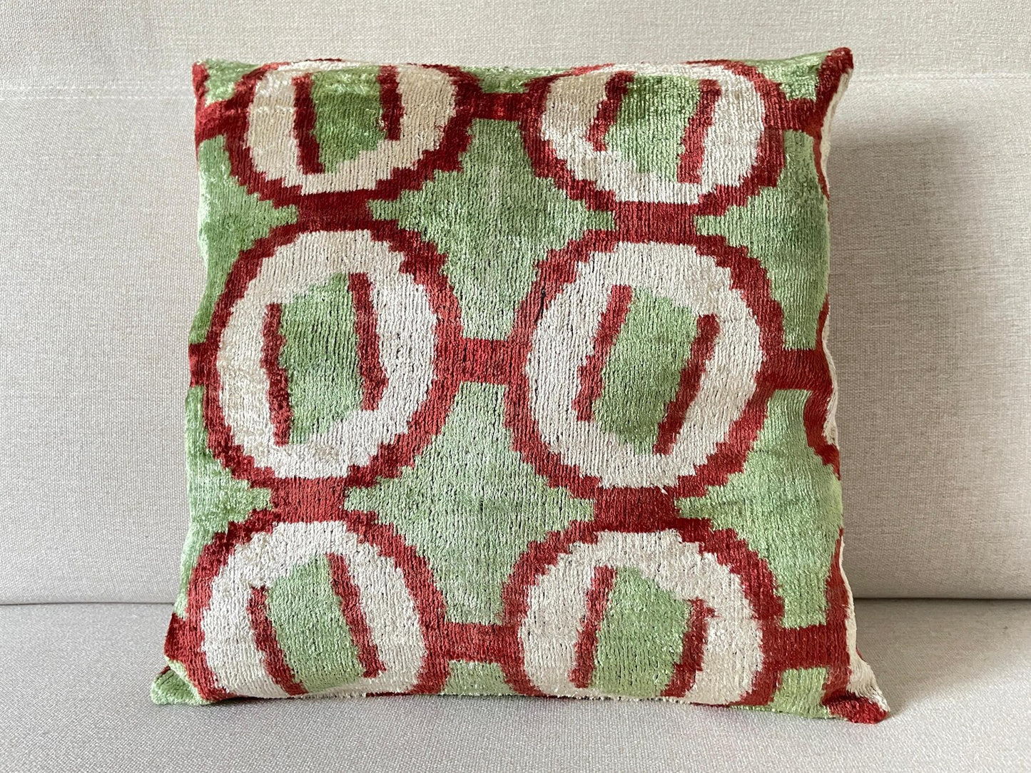 Ikat Velvet silk cushion 40x40cm.