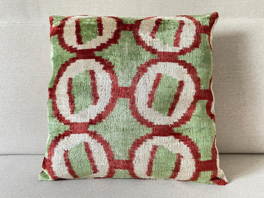 Ikat Velvet silk cushion 40x40cm.