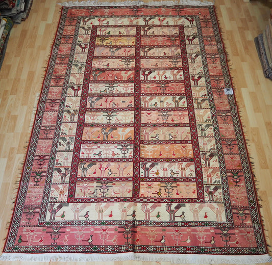 Vintage Hand Woven Silk Kilim