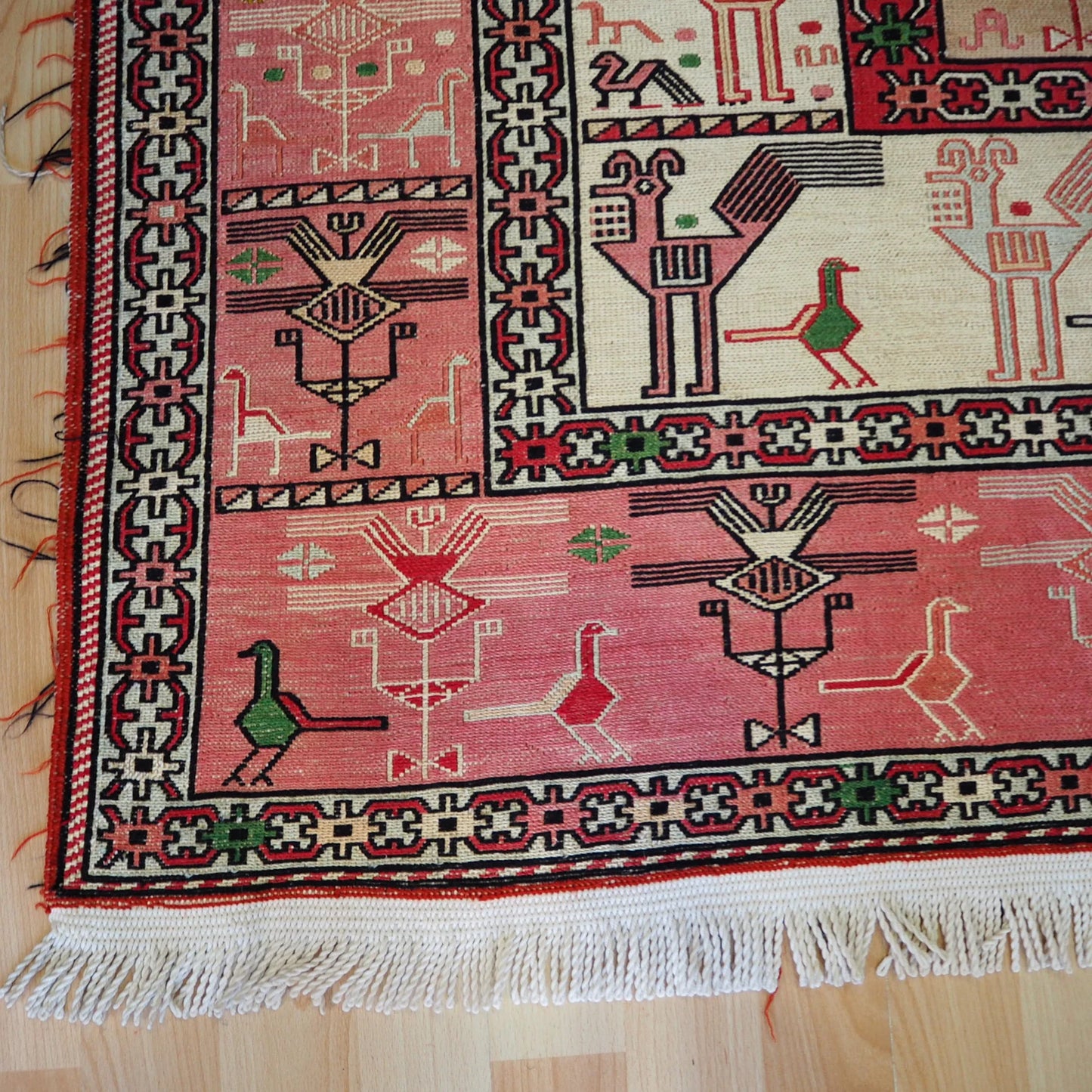 Vintage Hand Woven Silk Kilim